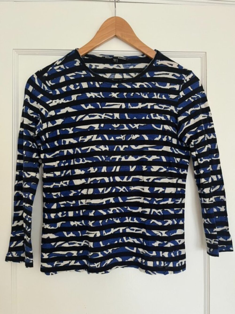 Proenza Schouler Mia Long Sleeve T-shirt in Abstract Stripes | Size Small